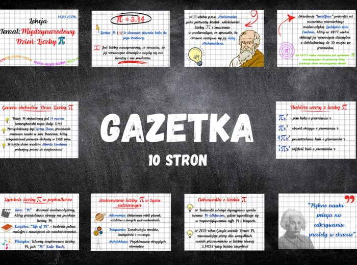 Międzynarodowy Dzień Liczby PI / Liczba PI /14 marca/ GAZETKA