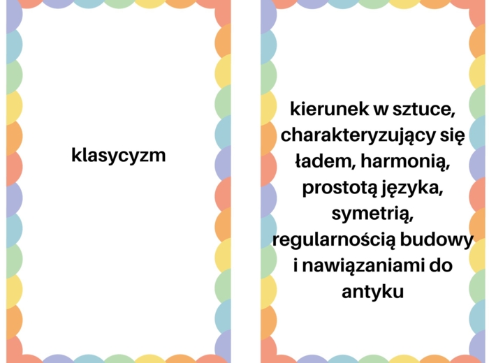 Fiszki, renesans, 12 pojęć, pdf do druku