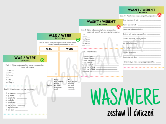Was / were - Past Simple - odmiana czasownika być - ćwiczenia dla początkujących - angielski