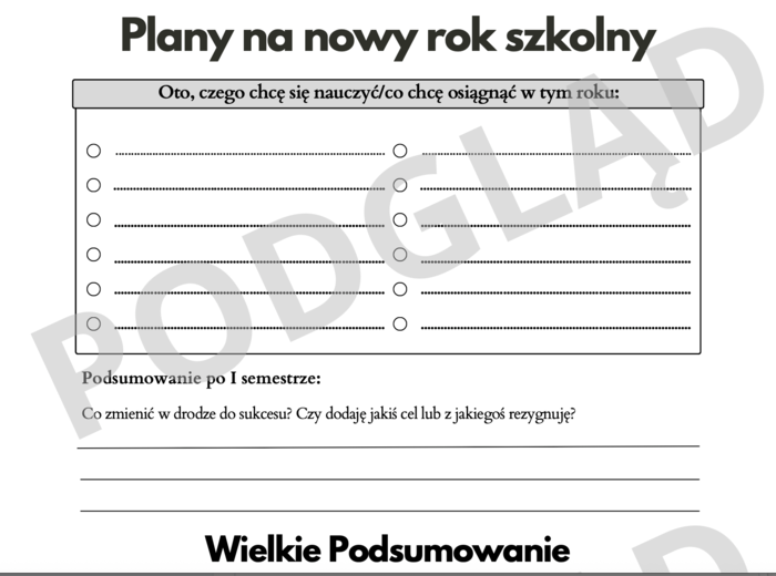 Plany na nowy rok szkolny