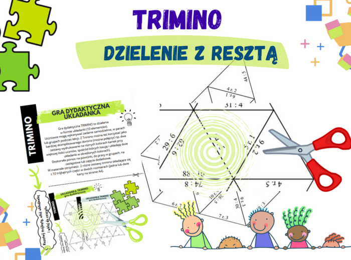 Dzielenie z resztą – układanka trimino w dwóch wersjach