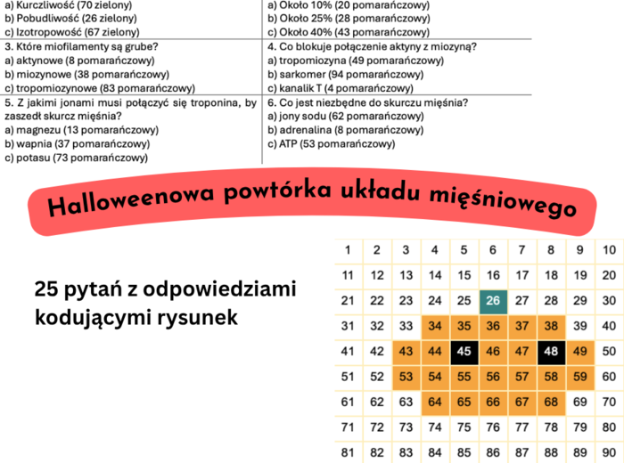Halloweenowa powtórka układu mięśniowego - karta pracy