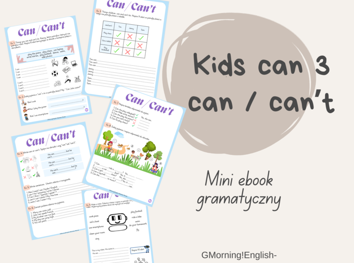 Czasownik can / can't - mini ebook gramatyczny ( kl. 3, 4 )