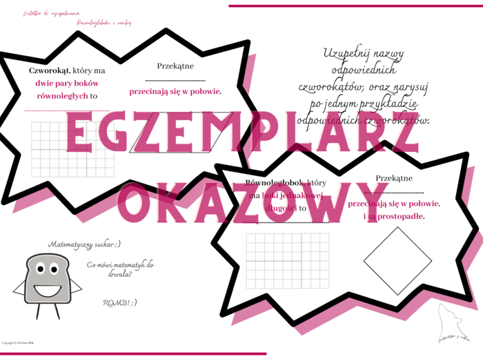 Równoległoboki i romby - notatka do uzupełnienia