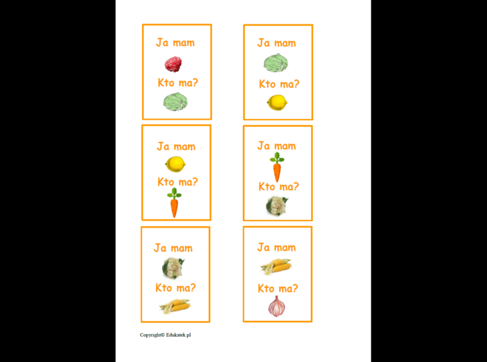 Warzywa i owoce - gra typu dobble oraz Kto ma, ja mam