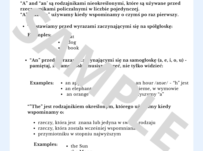 Gotowe karty pracy – „A, An, The” w praktyce! 📚