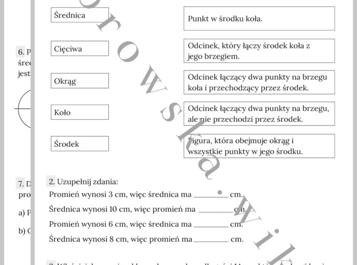 Koła i okręgi - karta pracy