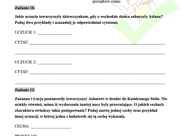 Opowieści z Narnii - czytanie ze zrozumieniem