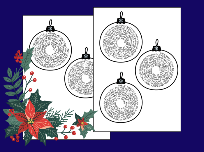 🎄Boże Narodzenie - Świąteczne Bombki – ćwiczenie z interpunkcji - kl. 4-8 - ortografia - interpunkcja