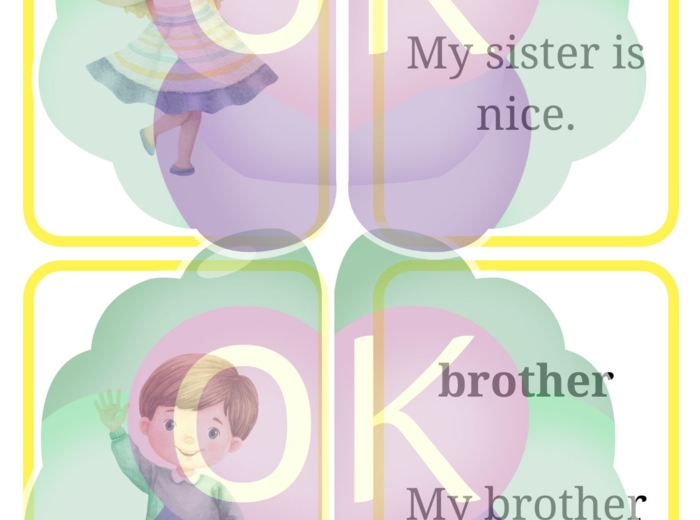 Zestaw Flashcards dla Dzieci – Kolory, Zwierzęta i Rodzina (38 stron)