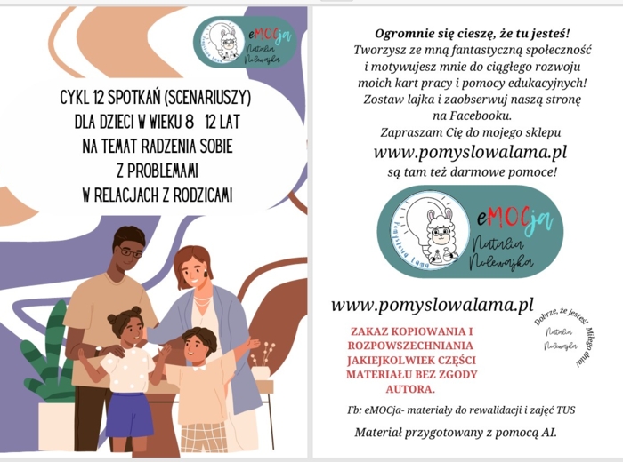 Cykl 12 zajęć nt. radzenia sobie z problemami w relacjach z rodzicami