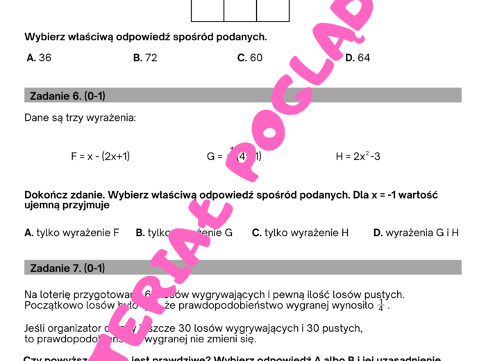 Próbny egzamin ósmoklasisty 2024/2025 matematyka