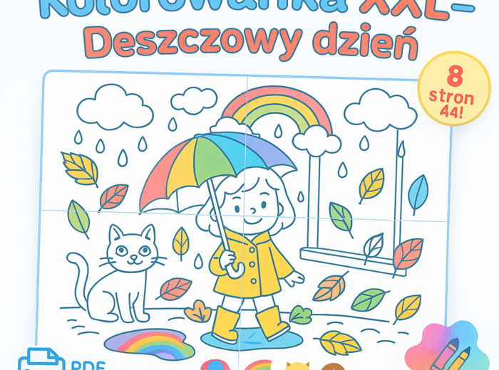 Kolorowanka XXL „Deszczowy dzień”