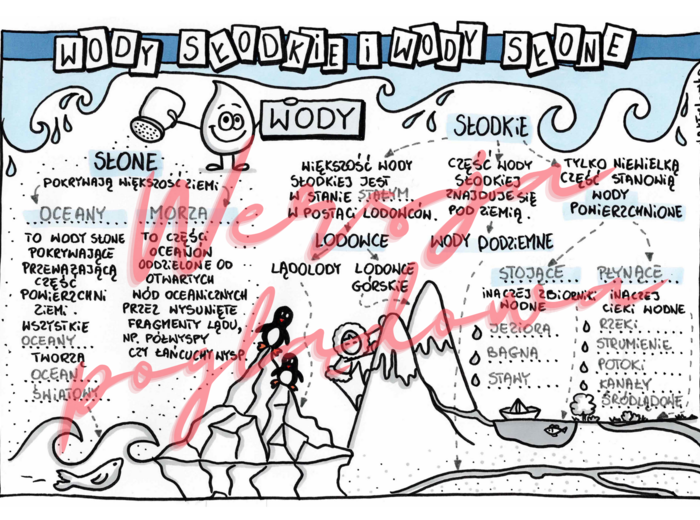 Wody słodkie i wody słone - przyroda kl. 4 -wypełniona karta pracy