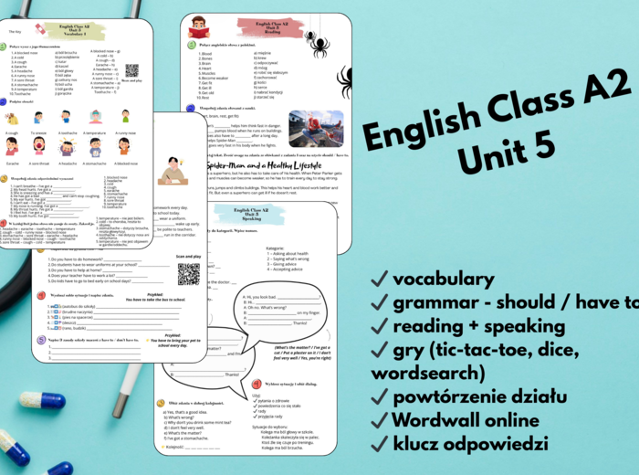 📘 English Class A2 Unit 5: HEALTH dodatkowe ćwiczenia