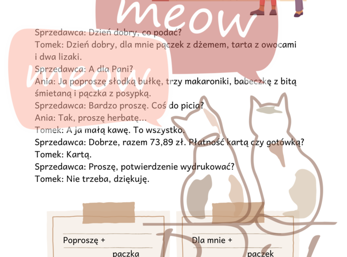 W cukierni - ćwiczenia komunikacyjne nie tylko na tłusty czwartek - JPJO A0-B1