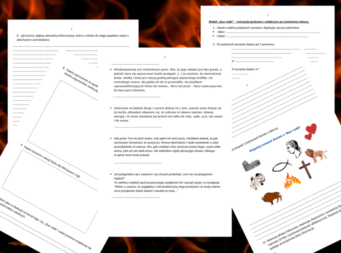 "QUO VADIS" – ćwiczenia gramatyczne, ortograficzne i redakcyjne po omówieniu lektury