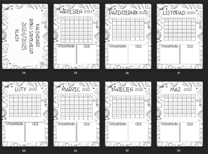 Klasowy kalendarz roku szkolnego 2024/2025