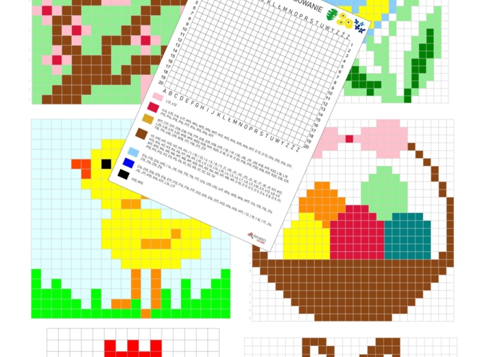 Kodowanki wiosenne, świąteczne, wiosna kodowanie, WIELKANOC- zestaw 6 kart pracy