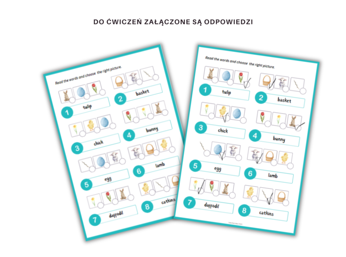 Easter for young learners - zestaw kart pracy dla klas 1-2 na Wielkanoc, słownictwo + dodatkowo części ciała