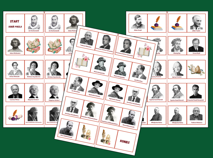 ŚWIATOWY DZIEŃ POEZJI – DOMINO – biblioteka – język polski - 30 szt. - wersja kolorowa