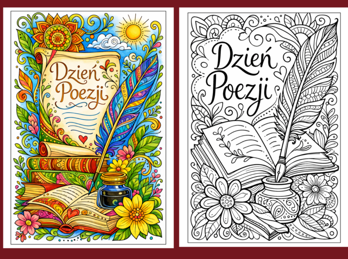 DZIEŃ POEZJI - kolorowanki - 17 szt.