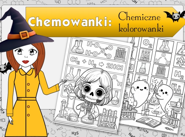 Chemowanki. Chemiczne kolorowanki z klimatem Halloween. Zastępstwo.