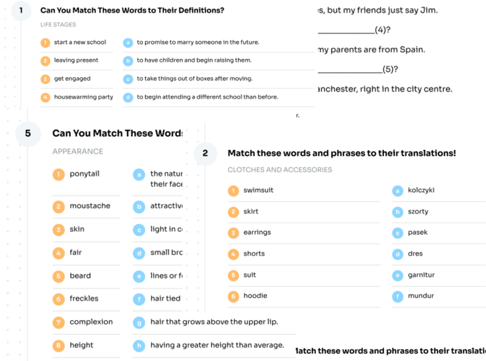 Repetytorium Ósmoklasisty cz. 1 (Macmillan) – Unit 1 - Vocabulary - kartkówka