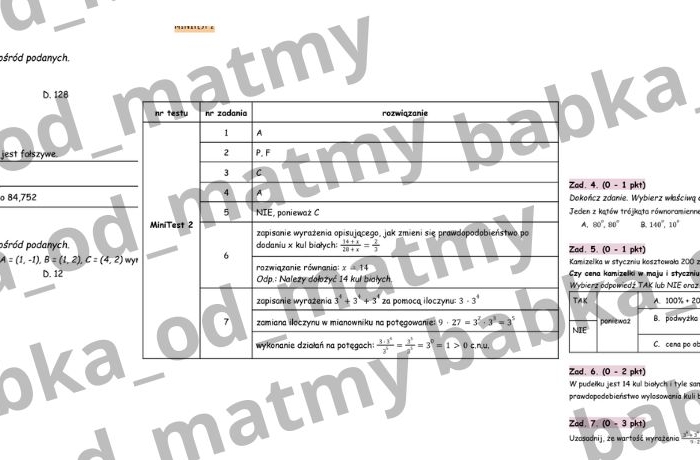 Przygotuj się do E8 z matematyki - MiniTest 2