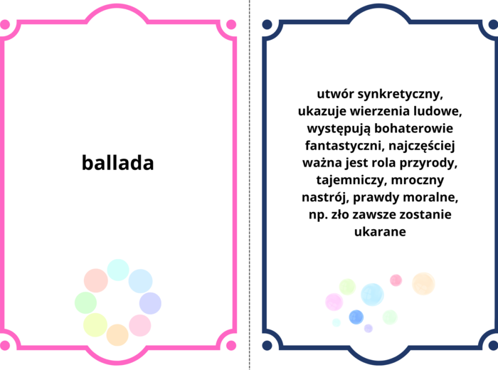 Fiszki, gatunki, 20 kart z definicjami, format pdf, plik wygodny do druku