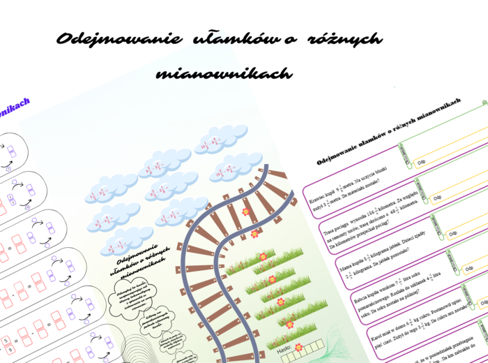 Odejmowanie ułamków o różnych mianownikach