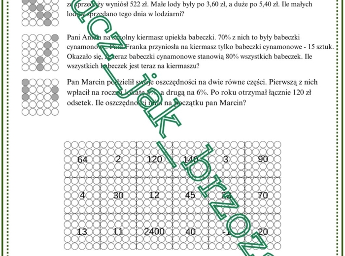 Równania, rozwiązywanie zadań z treścią, kodowana karta pracy, praca indywidualna, klasa 7 i 8