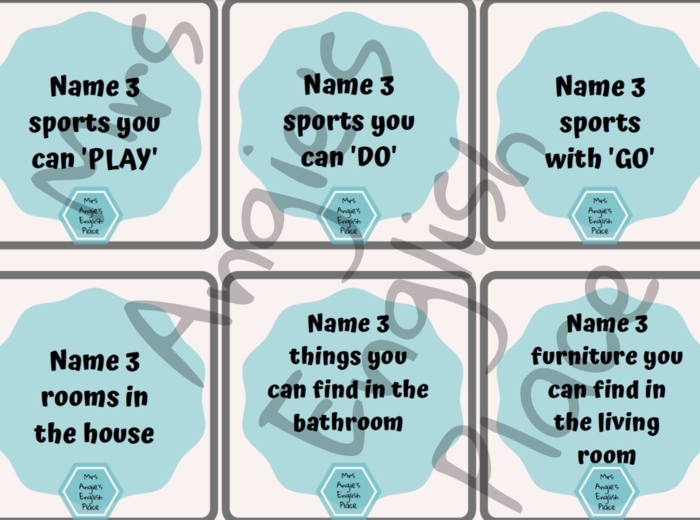 Name 3 / 5 seconds game - A1/A2 - printable