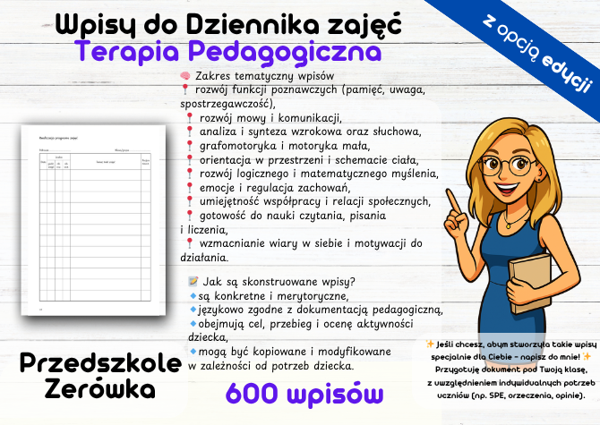 Terapia Pedagogiczna – Wpisy do Dziennika - Przedszkole Zerówka