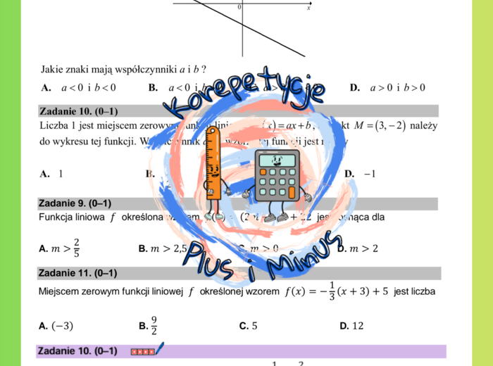 Zadania maturalne - funkcja liniowa