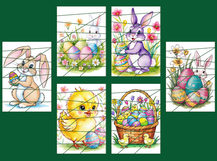 WIELKANOC – puzzle – wiosna – biblioteka – przedszkole – świetlica – 12 wersji