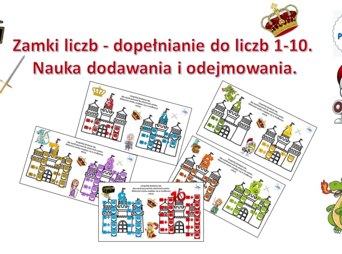 🏰Zamki liczb- dopełnienia liczb 1-10, wesoła nauka dodawania i odejmowania