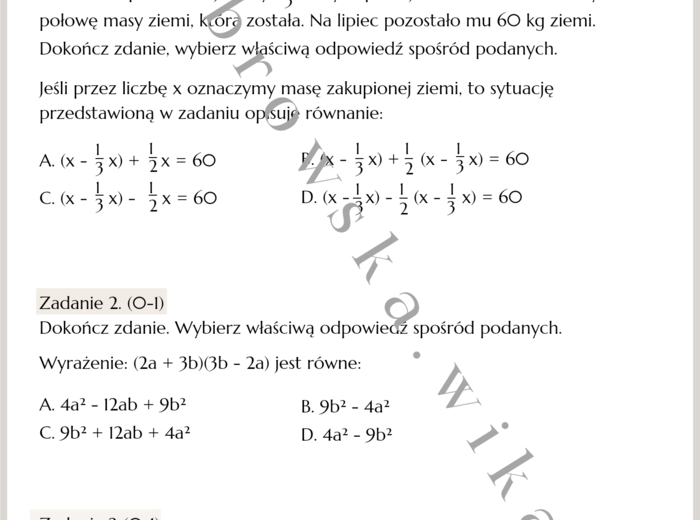 Równania - egzamin ósmoklasisty