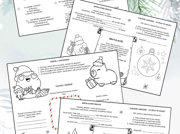 Bajkowe Czytanie z Mikołajem – 30 Świątecznych Tekstów ze Zrozumieniem i Mini Kolorowankami