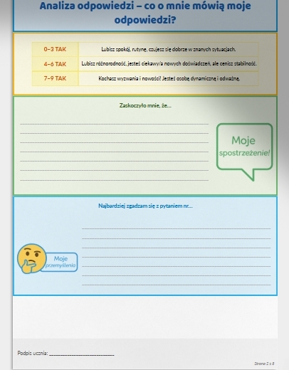 Karty pracy – Test „Poznaj siebie!”