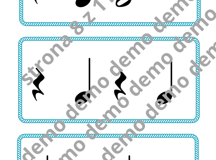 Muzyka. Karty do nauki wartości rytmicznych i ćwiczeń praktycznych. Metrum 4/4.