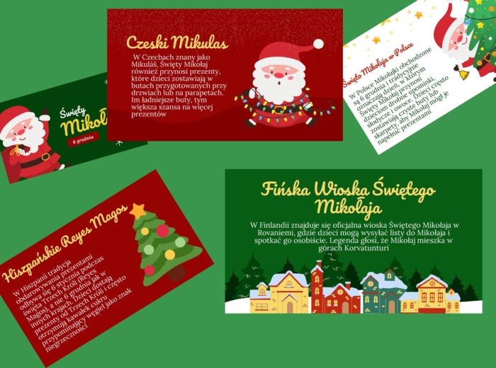Święta, Mikołaj, prezentacja online, gazetka szkolna