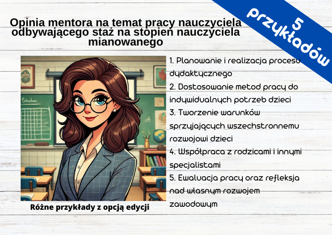 Opinia mentora na temat pracy nauczyciela odbywającego staż na stopień nauczyciela mianowanego