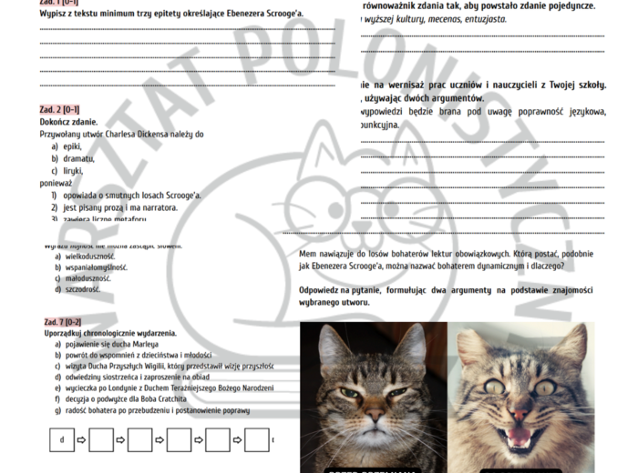 Egzamin ósmoklasisty - przykładowy arkusz nr 5 / Opowieść wigilijna, Balladyna, sztuka