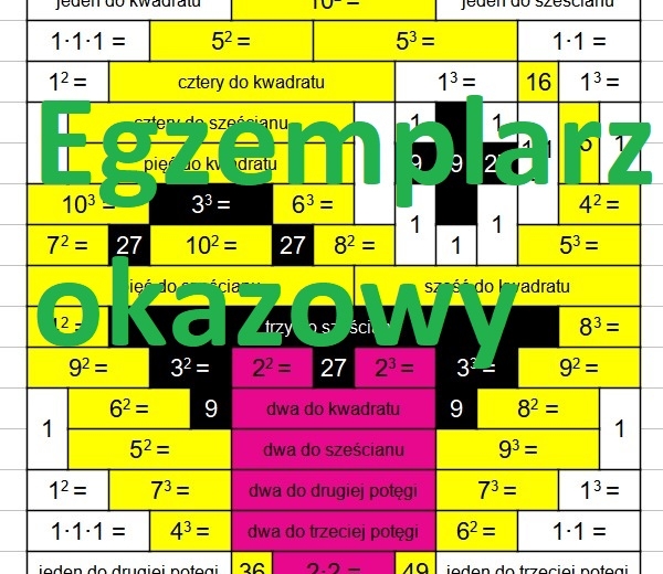 kwadraty i sześciany kolorowanka kodowanka