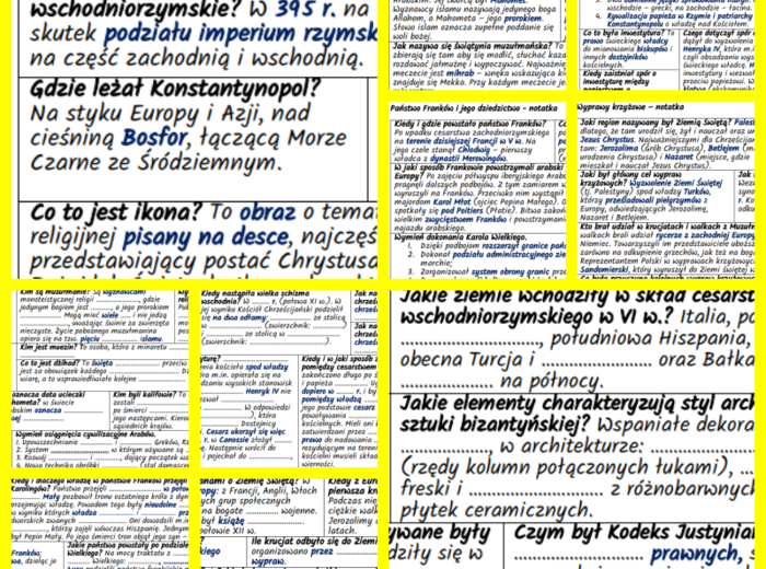 Europa i Bliski Wschód we wczesnym średniowieczu – komplet notatek i kart pracy