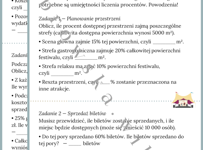 Organizacja festiwalu - procenty