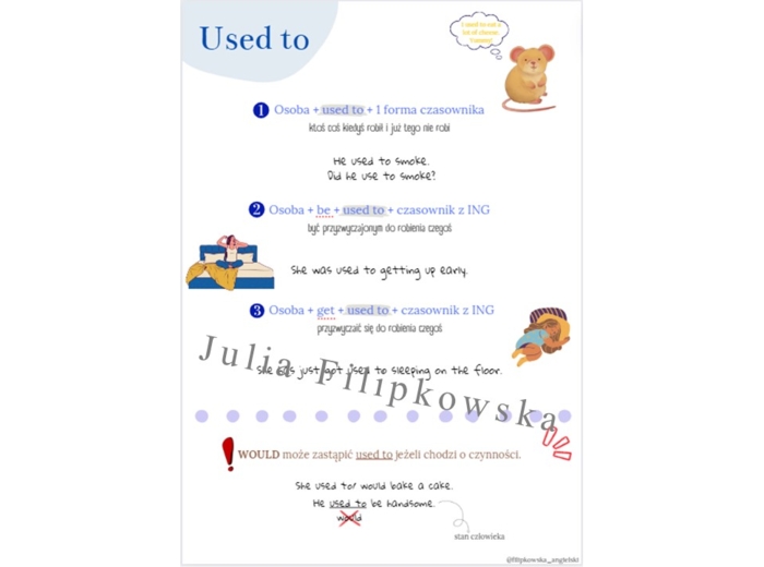 Used to/ Get used to/ Be used to/ Zestaw zadań/ Teoria i Praktyka/ Teoria/ Theory/ Zadania/ Pakiet/ Karta pracy/Speaking/ Gramatyka/ Grammar/ English Grammar/ Matura/ Notatka/ SP 7-8/ SP 8/ Klasy 7-8/ Klasa 8/ Gotowa lekcja/Liceum/ LO