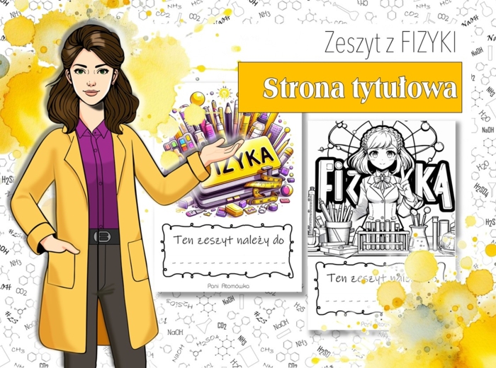 Fizyka. Klasa 7,8. Strona tytułowa. Pierwsza strona. Okładka. Zeszyt z fizyki.