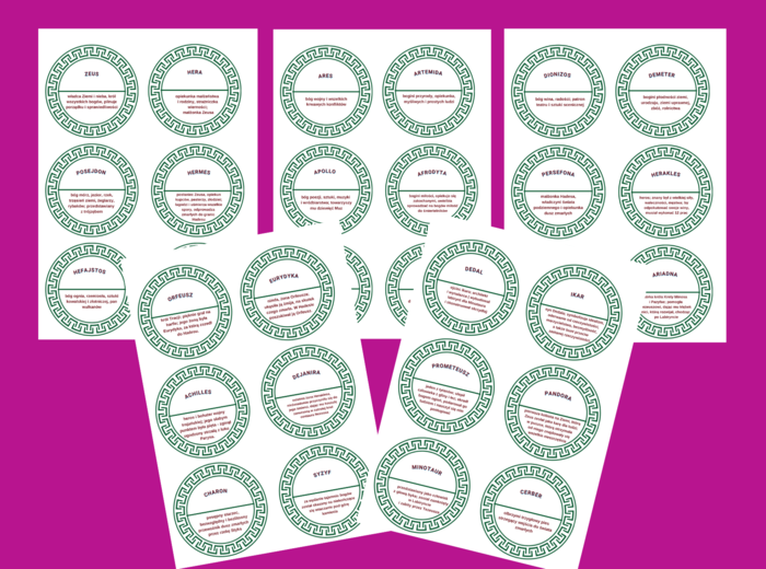 BOGOWIE i BOHATEROWIE MITÓW GRECKICH – mity – mitologia - układanka